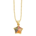 Collana a sfere dorate con pendente a stella e intarsio di zirconi colorati da donna - Zircone Multicolore