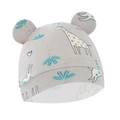 Bonnet pour nouveau-né avec motifs de girafe et de palmier gris en coton doux - Bonnet Girafe Gris Avec Oreilles