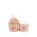 Rainbow and sun pattern paper muffin liners with wavy edges on white background - Pink Rainbow Sun