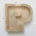 Letter P shaped wooden piggy bank with transparent acrylic panel and 18cm size mark - Letter P