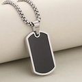 Polished silver stainless steel dog tag necklace with a sleek black inlay on a box chain - Pendant Only / Silver & Black