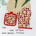 Christmas red plaid oven mitt and pot holder set with festive bell patterns - Christmas Glove 2 (Red/White Gingham Bells)