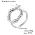 Silberner gewellter Edelstahlring mit 18,5 mm breiter, unregelmäßiger Lavastruktur - Lava Ring (A251)-Größe 6 / Stahlfarbe