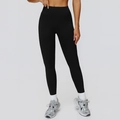 Hoch taillierte schwarze Thermo-Yogahose für Damen, mattes Finish für Fitness und Laufen - S / Premium Schwarz