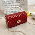 Red quilted jelly bag with elegant white pearl handle and gold chain strap for women - Red (Pearl Handle)