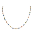 Detail of bohemian evil eye necklace with colorful resin flowers and gold chain - Evil Eye/Colorful Flower (Gold)