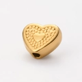 Baroque style golden heart spacer bead with dot texture and embossed love heart detail - Gold 4#