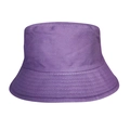 Close-up of a purple cotton bucket hat showing fabric texture and stitched brim details - Purple