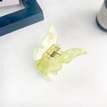 Elegant butterfly hair claw clip in translucent pale yellow green acetate material - 5.5cm / Apple Green