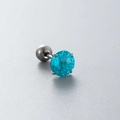 F136 titanium screw back stud earring featuring a vibrant round blue zircon stone - Sea Blue (A41-6#)