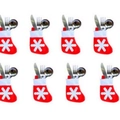 Lot de 8 mini chaussettes de Noël porte-couverts rouges avec flocons de neige blancs - Lot de 8