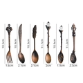 6-piece set of vintage bronze palace coffee spoons and dessert fork with crystal handles - Red Bronze 6-Piece Set
