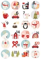 Christmas advent calendar stickers 1-24 with cute animal and Santa illustrations - Animal Numbers A