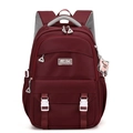 Minimalist large capacity travel backpack in burgundy with adjustable grey straps - Red
