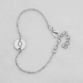 Silver hollow round letter Q charm bracelet with adjustable chain for women - Silver Q