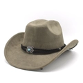 Classic faux suede western cowboy hat with turquoise buckle and curved brim for outdoor wear - M (56-58cm) / Army Green