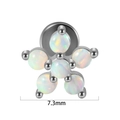 Silver flower stud earring with seven white fire opals and a diameter of 7.3mm - 1.2x6mm / Steel-6 OP17 Opal Flower