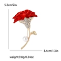 Spilla elegante garofano in smalto rosso con finitura dorata, cristalli e perla - Rosso