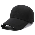 Classic black baseball cap with embroidery on a sturdy curved brim and cotton fabric - Adjustable / Extended Brim (9.5cm) Black Embroidery / Black