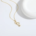 Gothic heart stethoscope pendant necklace in gold finish with sparkling crystals - Hollow Heart Lock / Gold