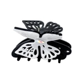 Elegante molletta per capelli a farfalla in acetato marmorizzato bianco e nero con cristallo - 7.3cm x 4.7cm / Beige e Nero