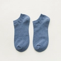 Minimalist low cut blue cotton invisible socks with ribbed texture for women - Socks Blue