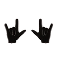 Minimalist black hand gesture stud earrings in rock style on white background - Matte Black