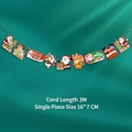 3m Christmas banner featuring Santa and reindeer cartoon flags on green fabric - Cartoon Character Christmas Banner (HL-029)