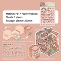DIY PET stationery stickers set with Chinese architectural tea room theme and background - Tea Steam Listening