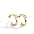 Elegante vergoldete C-förmige Ohrringe mit quadratischen Zirkonia-Kristallen - Gold