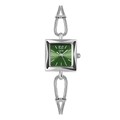 Detail van vintage horloge met groene vierkante wijzerplaat en zilveren band - Zilveren Band Groene Wijzerplaat