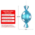 Light blue polka dot Christmas candy ornament made of PVC, 20cm height for tree decor - 20CM Blue White Round Candy with Polka Dots