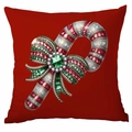 Red Christmas pillow cover with luxury jewel-style candy cane and diamond patterns - Jewelry Candy Cane
