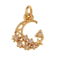 Detailed close-up of a gold-plated moon and star pendant with sparkling zircons - Moon & Star