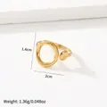 Minimalist gold plated stainless steel open ring with asymmetric hollow circular design - 62-Bead & Ring / Gold