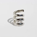 Silver multi-layer spiral bamboo ring with a minimalist metallic textured finish - White Gold