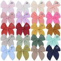 Various colorful cotton linen bow hair clips set with morandi and warm solid tones - Multicolor Mixed