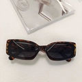 Classic dark leopard print rectangular sunglasses with dark grey resin lenses - Tortoiseshell 35