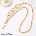 Detailed 60cm gold zinc alloy chain strap with interlocking oval links and lobster hooks - Crossbody Chain / O-Shape Geometric Aluminum Chain Gold (K2878)