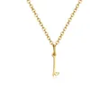 Golden stainless steel heart-shaped key pendant necklace on a classic O-link chain - Letter I