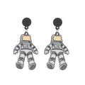 Cartoon-Astronauten-Ohrhänger aus weißem Acryl mit goldenem Helm-Detail für Damen - Astronaut