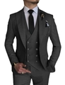 Driedelig donkergrijs zakelijk pak met blazer, dubbelrijig vest en pantalon - XXS / donkergrijs
