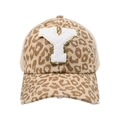 Detail of leopard print baseball cap with embroidered letter Y and mesh back - Leopard-Letter Y