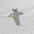 Elegante ciondolo a croce radiante color argento con zirconi per la creazione di gioielli - Colore Argento Con Zirconi Bianchi
