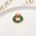DIY Christmas wreath charm in gold alloy with red enamel bow and green leaves - 24# Christmas Wreath (19*20mm)