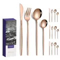 16-piece rose gold stainless steel cutlery set with elegant gift box packaging - Portugal Style (16Pcs Set/Mail Box) / Rose Gold