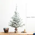 Flocked 150cm Christmas tree with white snow coating and rustic burlap base stand - Height 150cm / Flocked Style / Christmas Tree Style A - 150cm