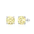 925 silver stud earrings with octagon-cut light yellow gemstones in four-prong setting - 8mm / Goose Yellow