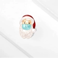 Christmas Santa Claus brooch pin with light blue face mask in enamel gold finish - Red Mask Santa Claus (YNCP5829)