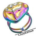 Irregular rainbow steel ring dimensions showing 2.2cm face and 1.7cm adjustable diameter - Colorful